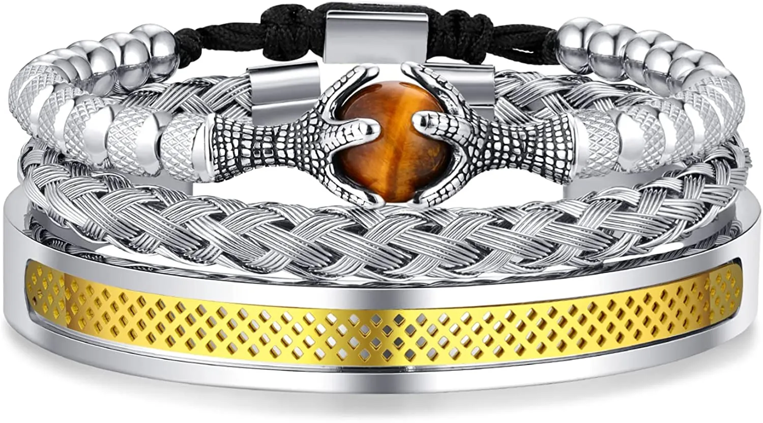 3PCS Stainless Steel Bracelets for Men