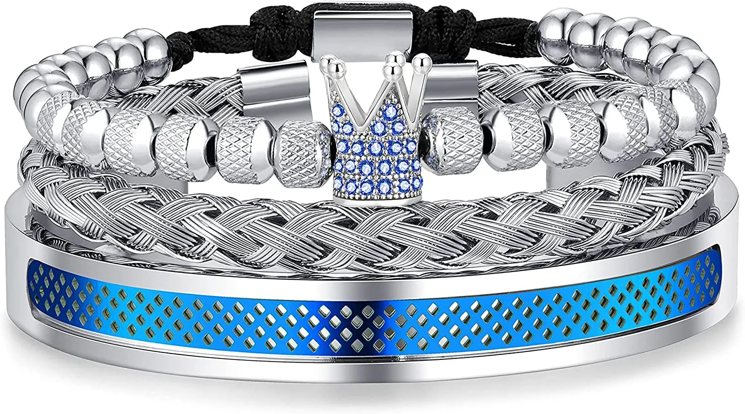 3PCS Stainless Steel Bracelets for Men