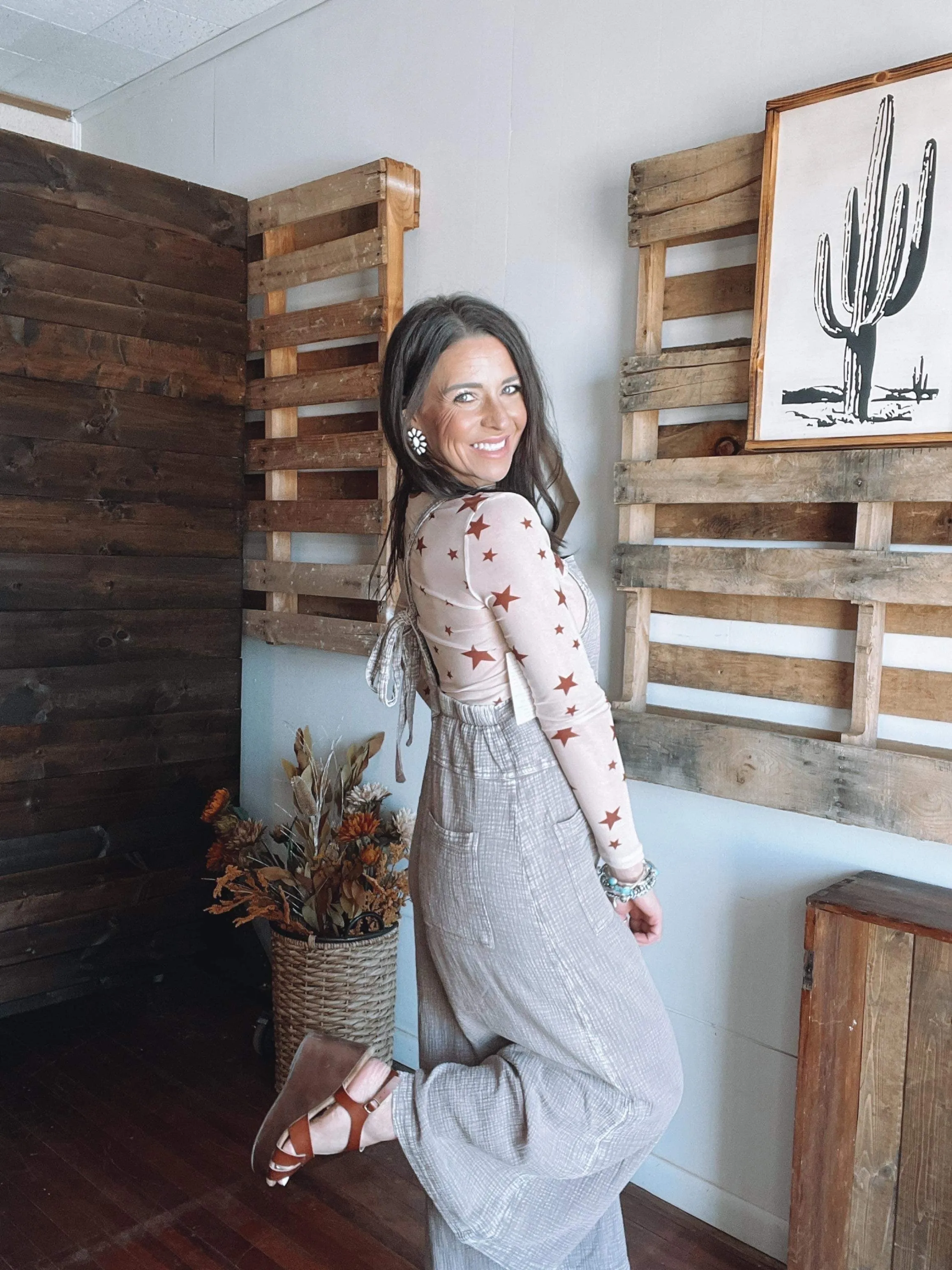 41075  MUSHROOM MINERAL WASH JUMPSUIT