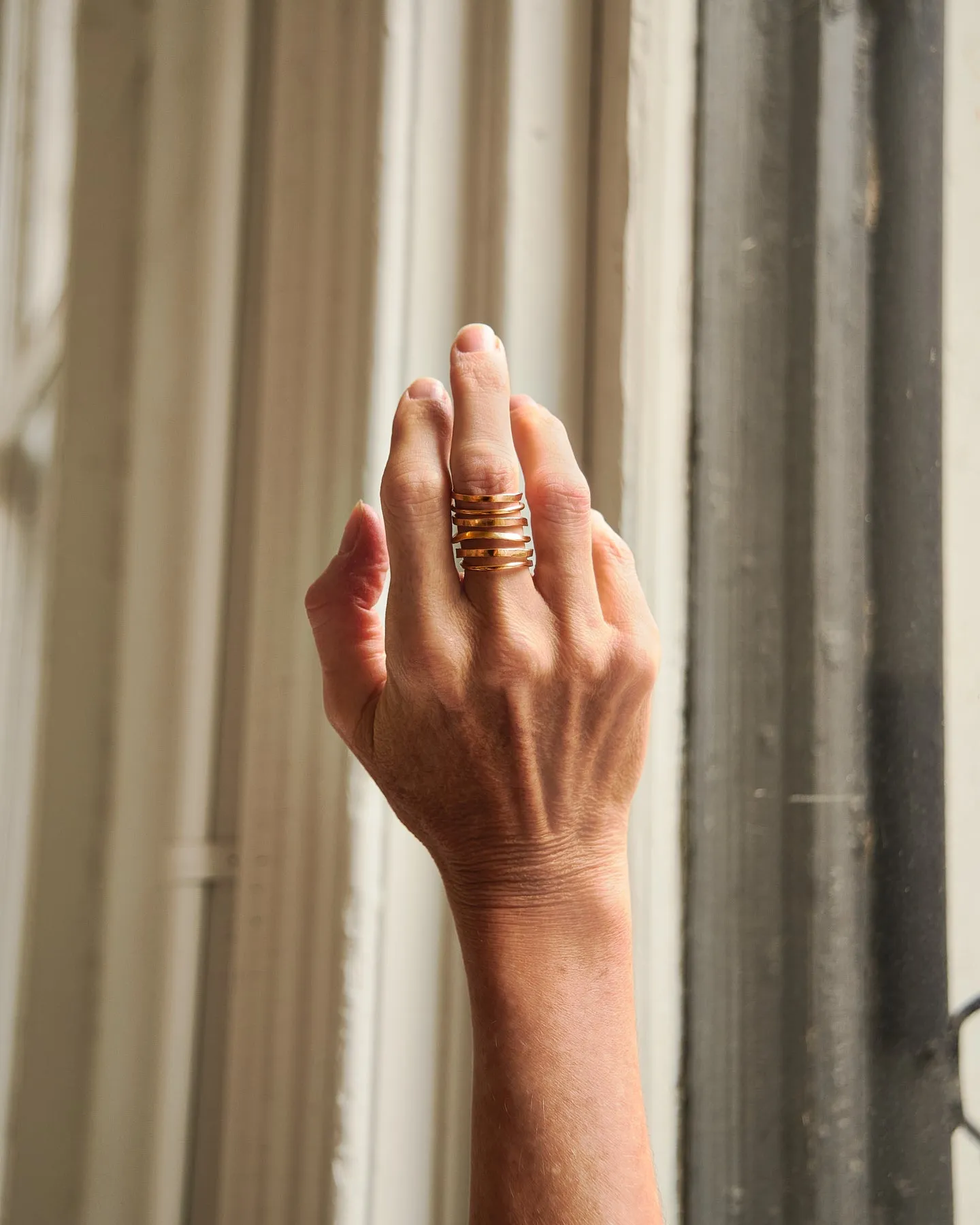 6 Spiral Hammered Gold Filled Ring