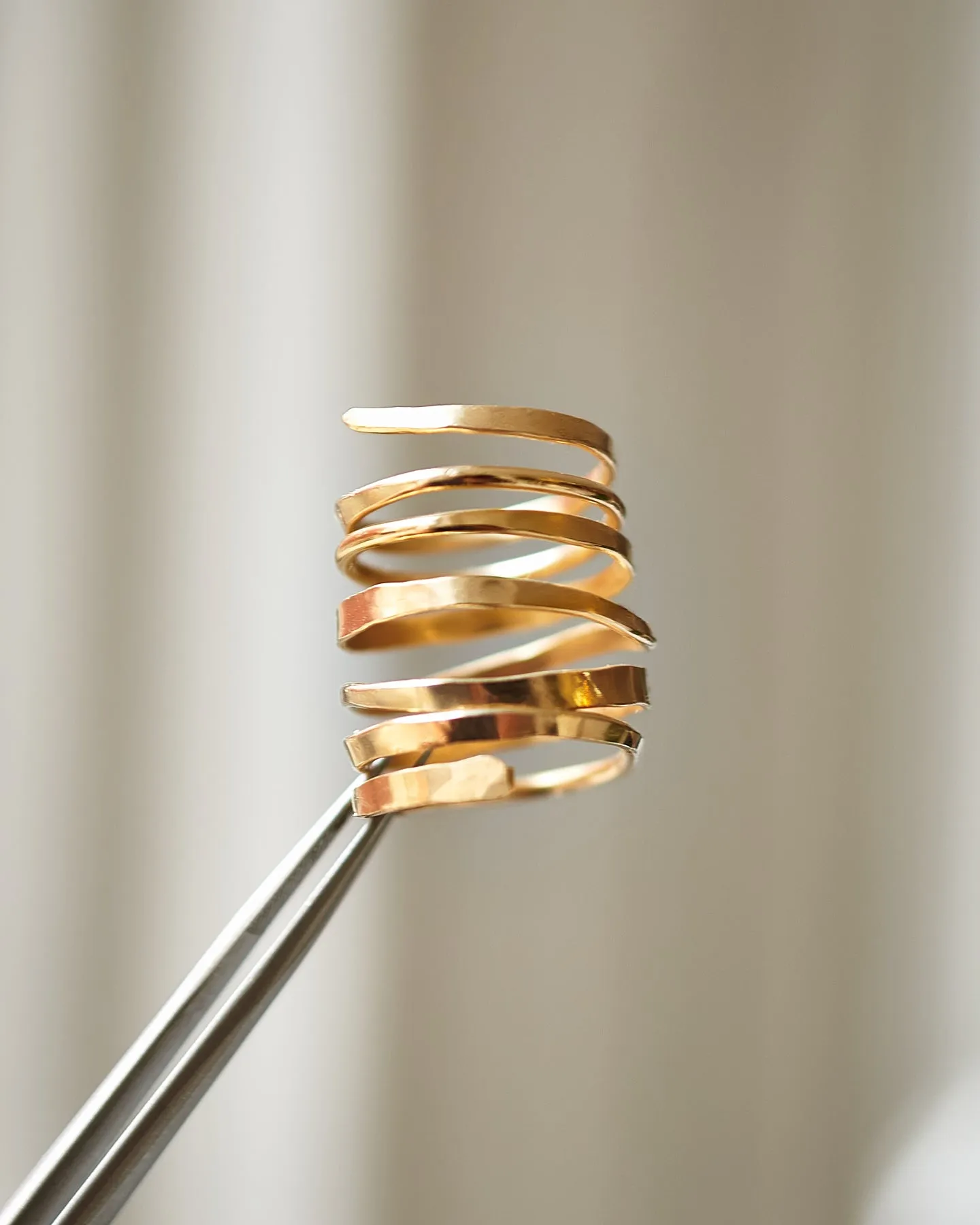 6 Spiral Hammered Gold Filled Ring