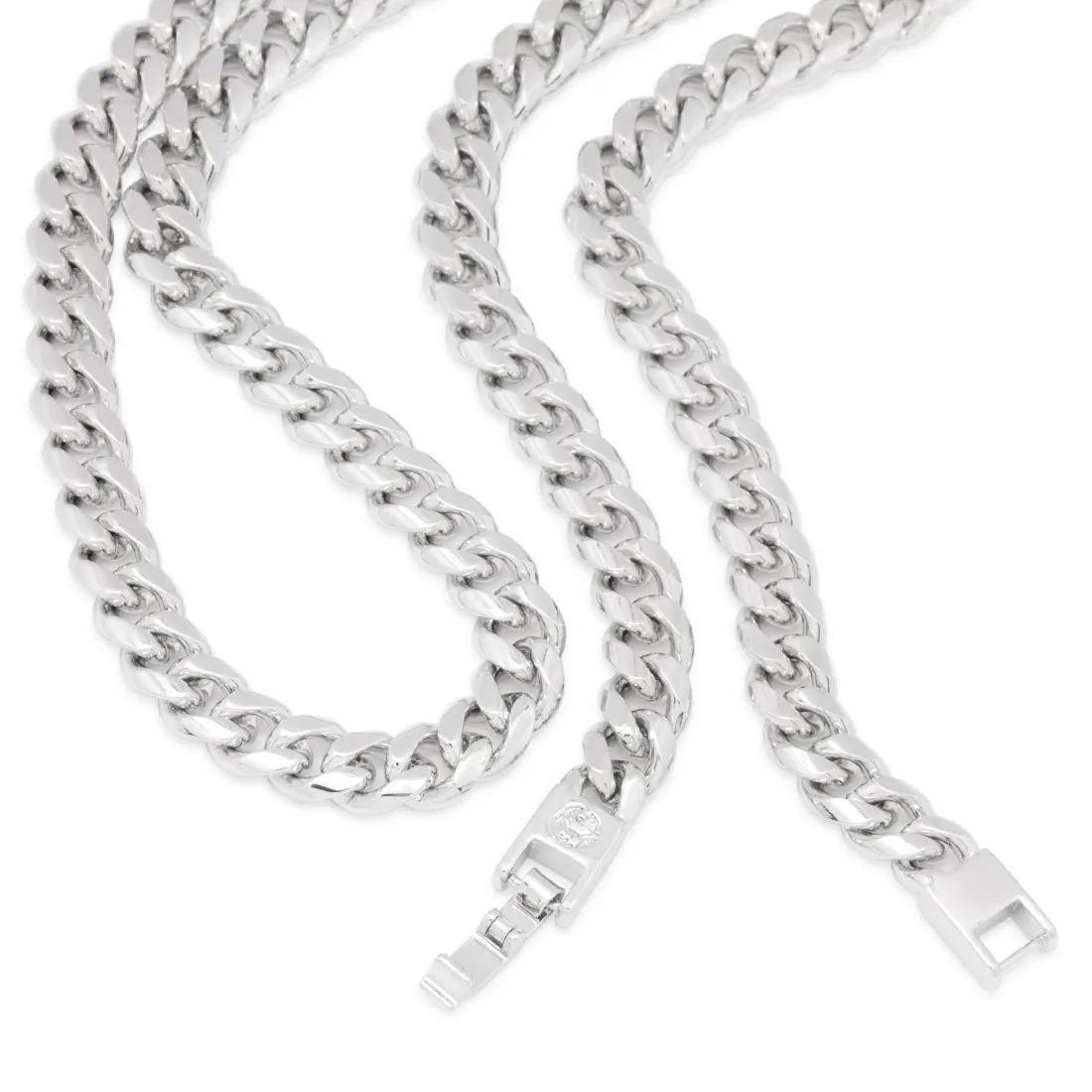 8mm Miami Cuban Link Chain Choker Set