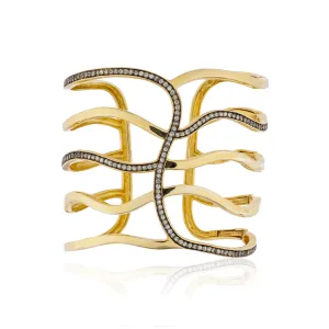 925 Silver Edge Cuff Bracelet with Green Sapphire