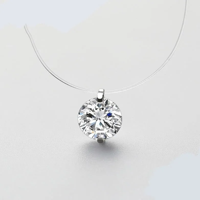 925 Sterling Silver Zircon Crystal Pearl Pendant Choker Necklace