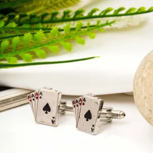 Ace Card Stack Silver Cufflinks