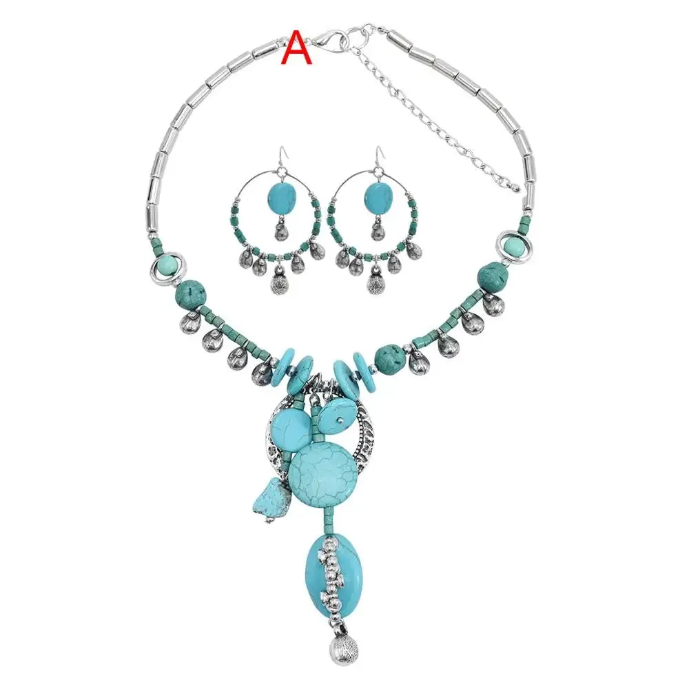 Afghan Silver Color Coin Tassel Bib Statement Necklace & Earring Sets for Women Turkish Gypsy Rhinestone Necklace Party Jewelry