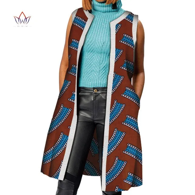 African Clothes Bazin Riche African Dresses for Women Dashiki Long Vest Coat Jacket