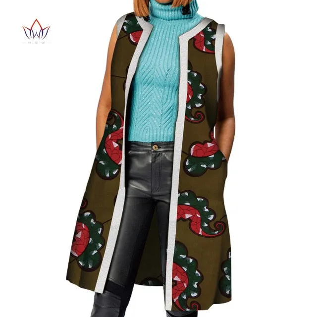 African Clothes Bazin Riche African Dresses for Women Dashiki Long Vest Coat Jacket