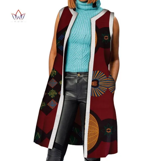 African Clothes Bazin Riche African Dresses for Women Dashiki Long Vest Coat Jacket