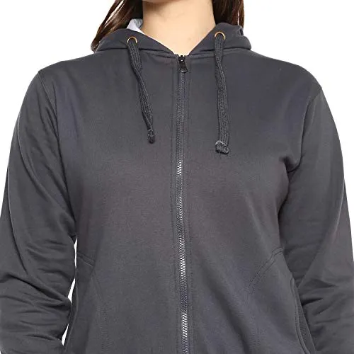Alan Jones Clothing Women's Solid Cotton Hooded Sweatshirt (WM17-SS01_Stone_XL)