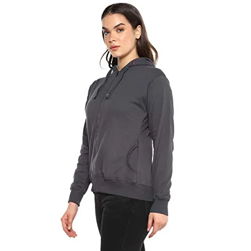 Alan Jones Clothing Women's Solid Cotton Hooded Sweatshirt (WM17-SS01_Stone_XL)