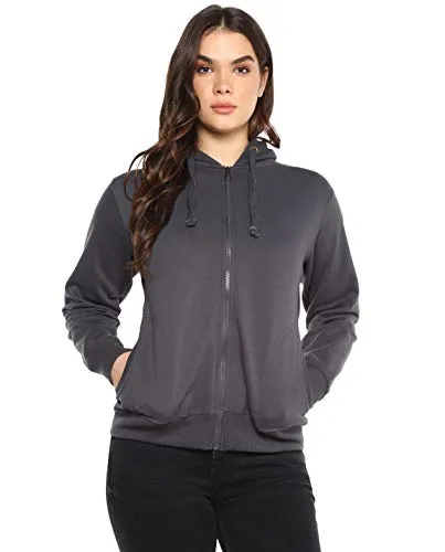 Alan Jones Clothing Women's Solid Cotton Hooded Sweatshirt (WM17-SS01_Stone_XL)