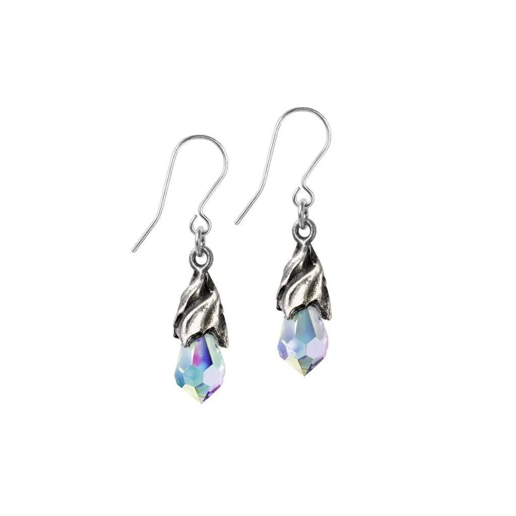Alchemy Gothic E437C Empyrean Tear Earrings (Crystal) Goddess Dropper
