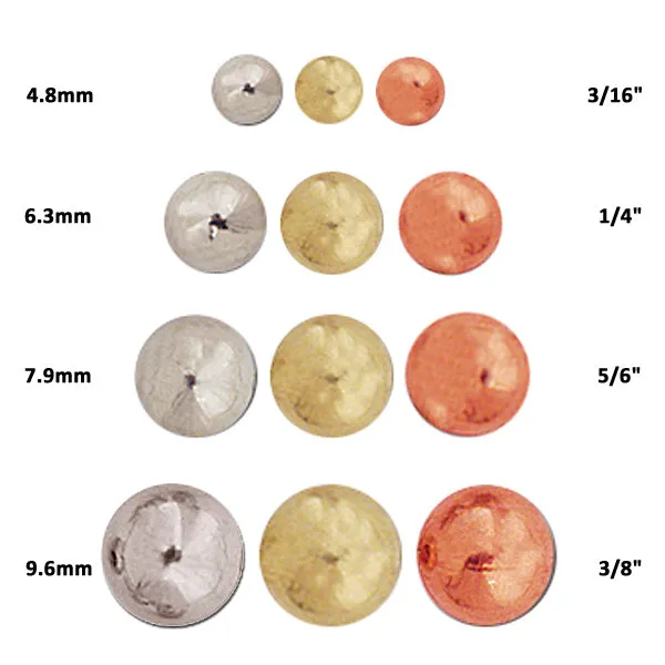 American Indian Hollow Metal French Trade Beads Nickel, Brass & Copper round smooth