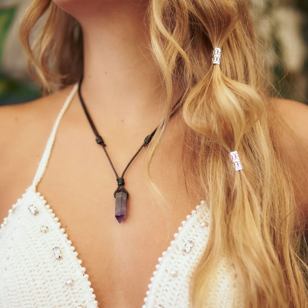 Amethyst Crystal Necklace - Elegant & Adjustable