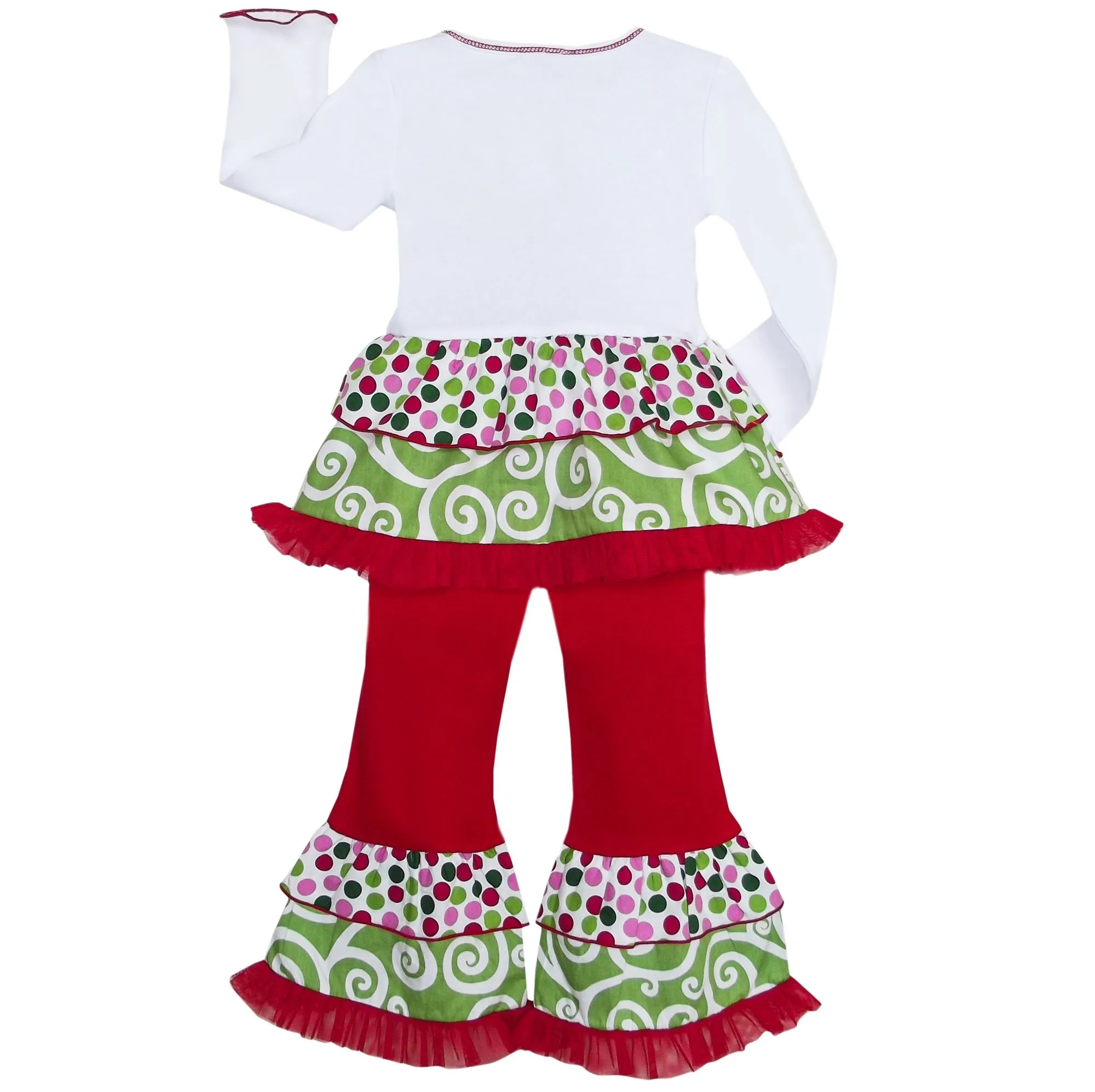 AnnLoren Girls Boutique Polka Dot & Swirl Christmas Tree Clothing Set