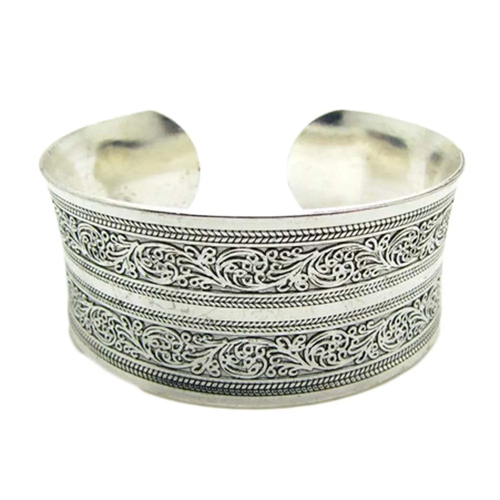 Antique Silver Carved Bracelet