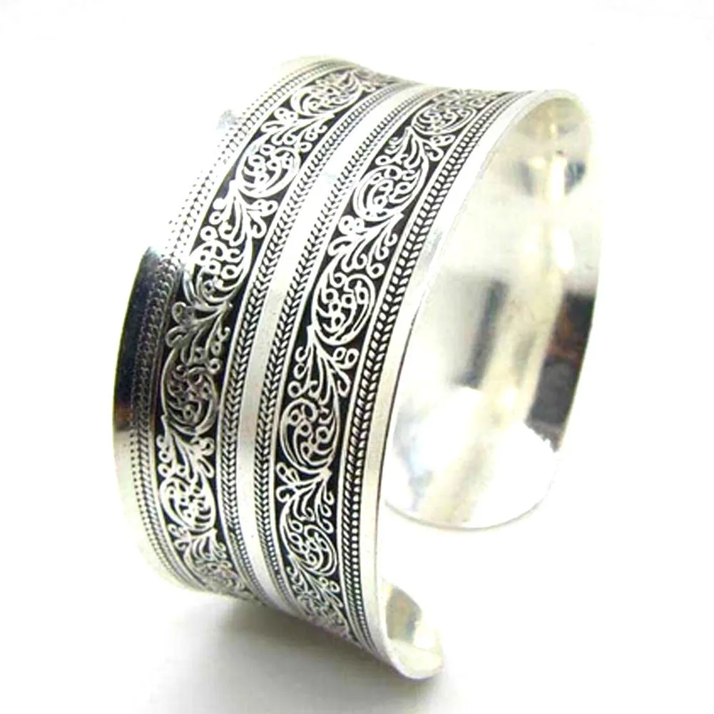 Antique Silver Carved Bracelet