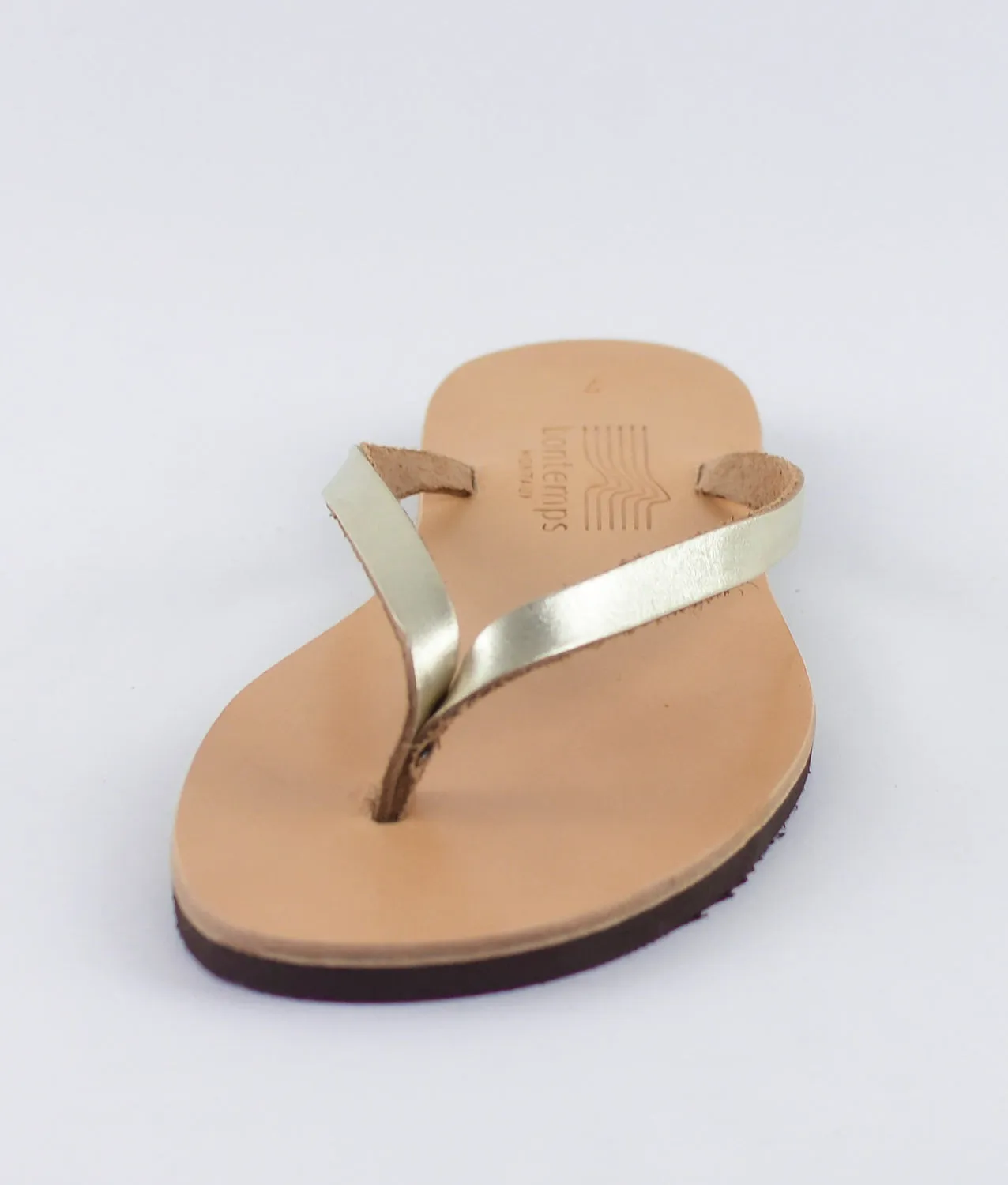 APHRODITE GOLD LEATHER FLIP-FLOPS