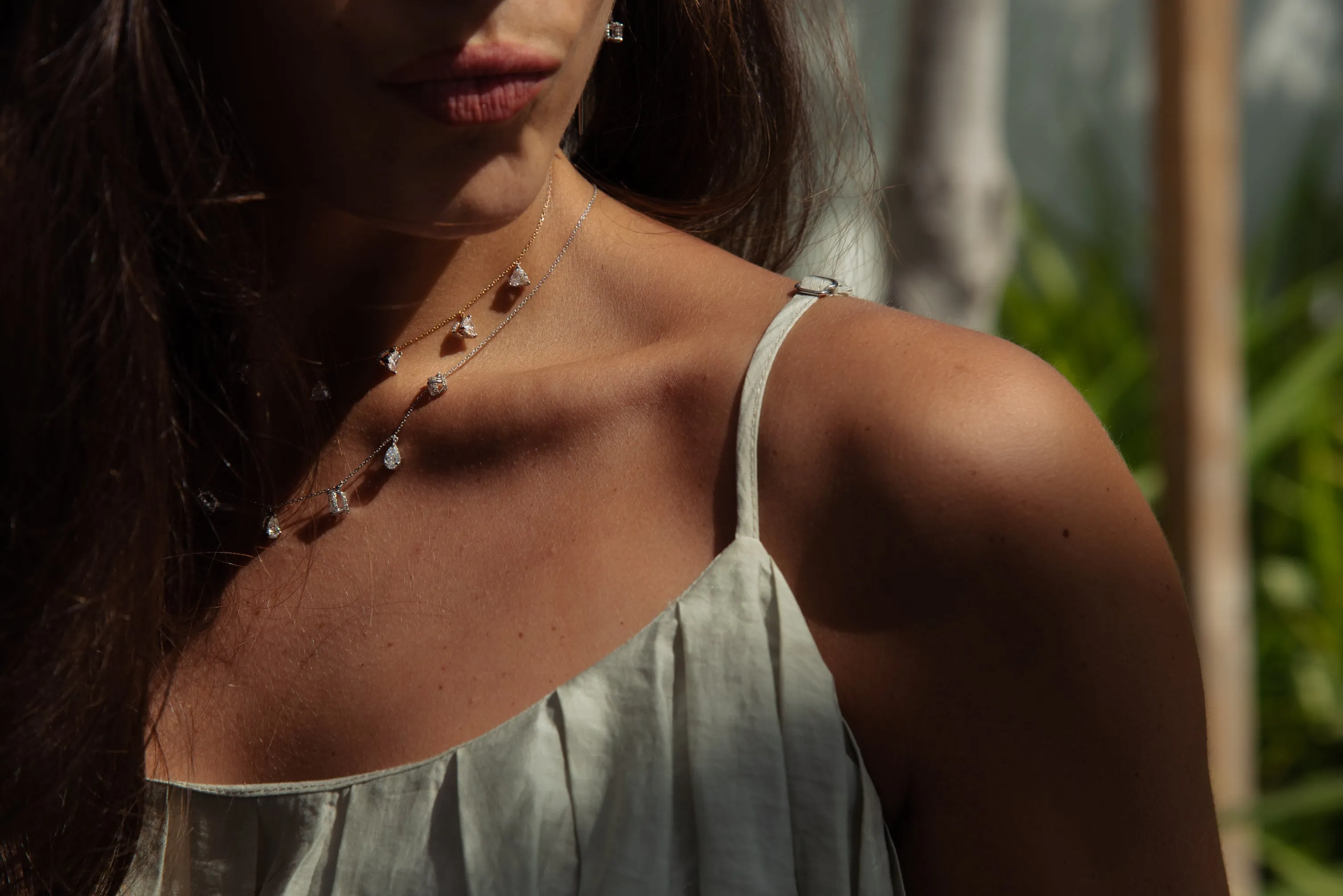 Ary Pret Threader Collection Pear Diamond Necklace