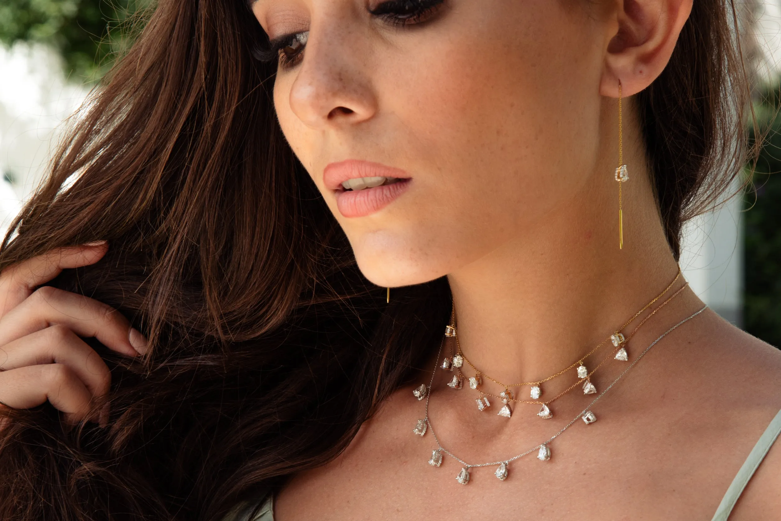 Ary Pret Threader Collection Pear Diamond Necklace