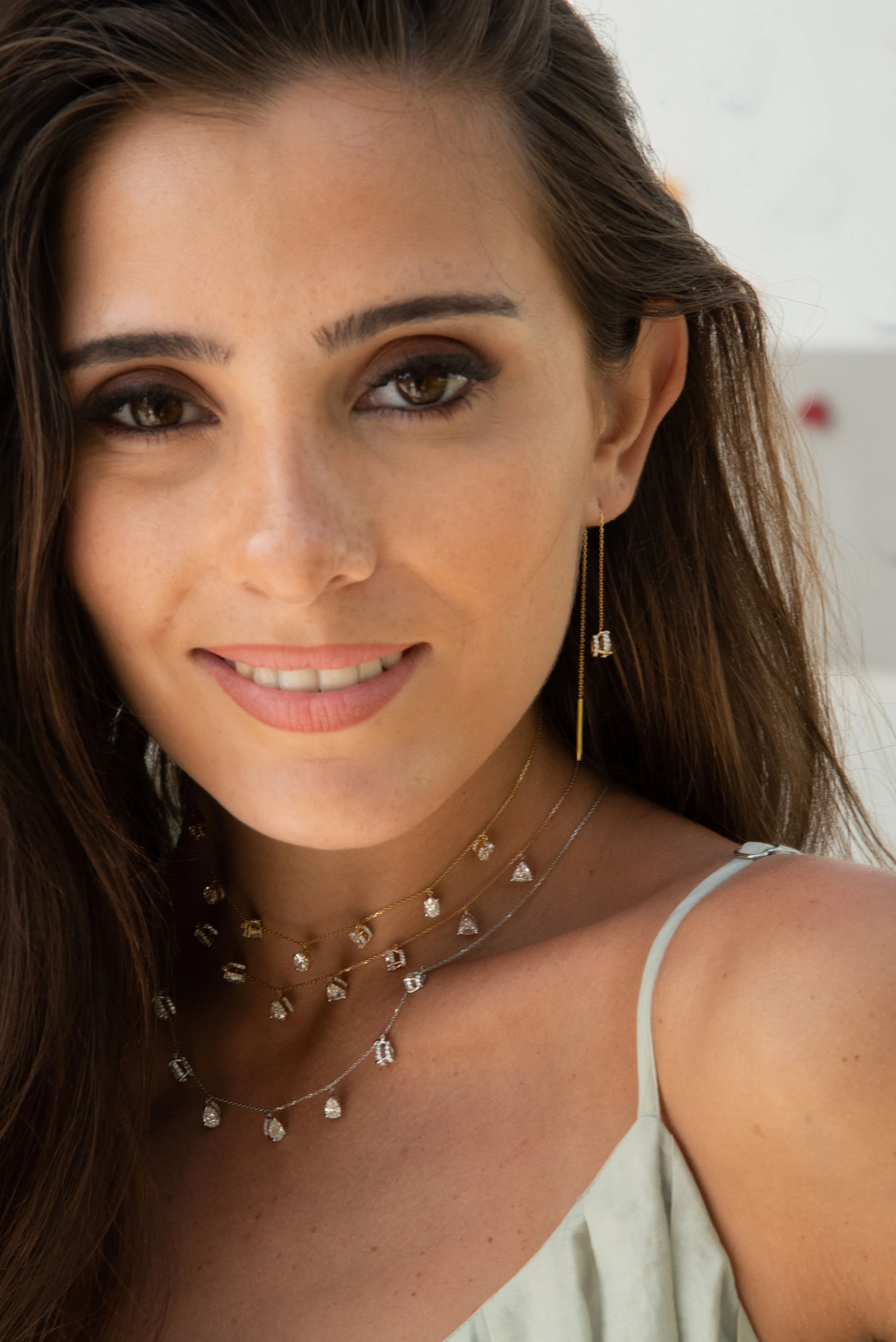 Ary Pret Threader Collection Pear Diamond Necklace