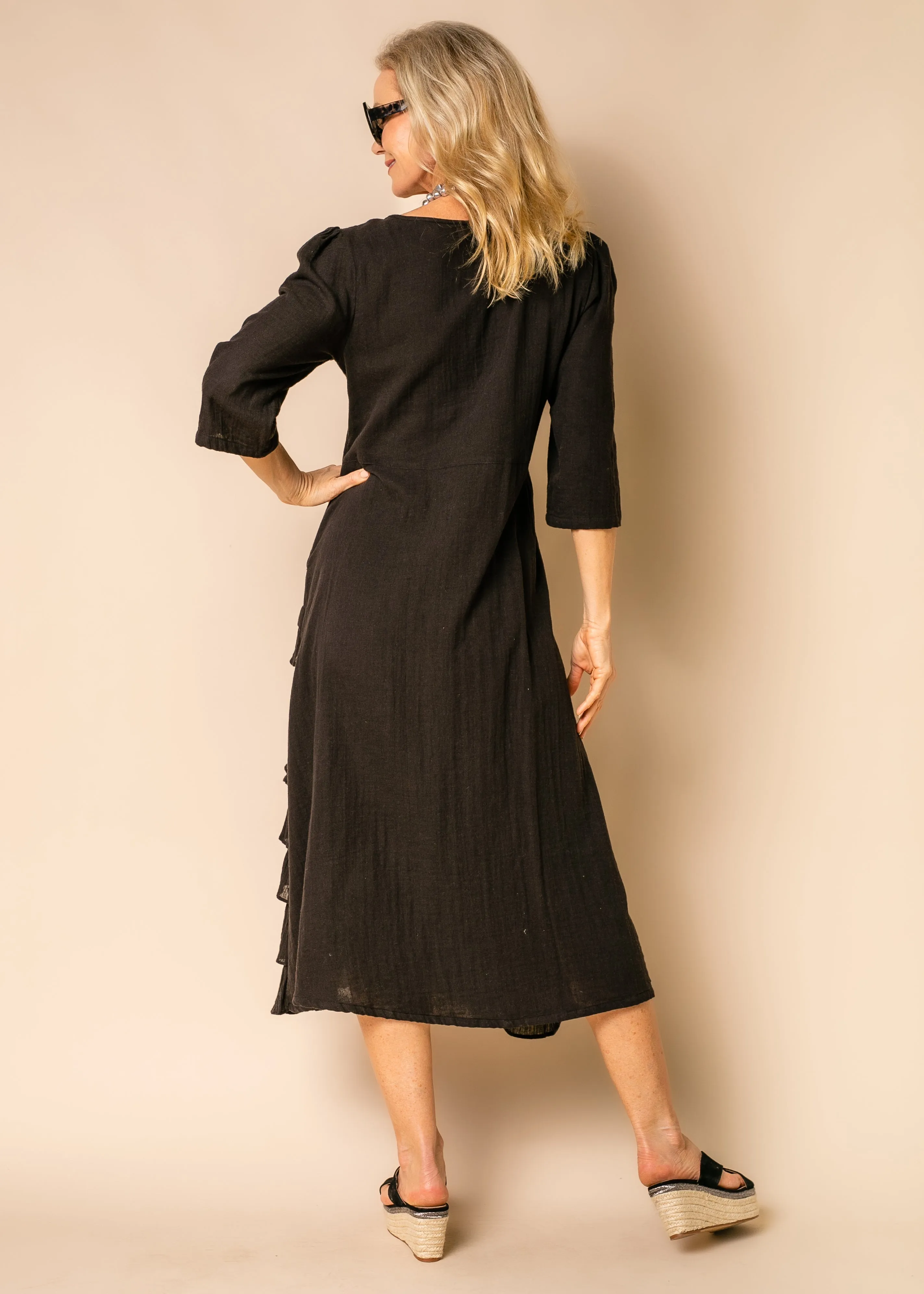 Ashton Cotton Dress in Onyx