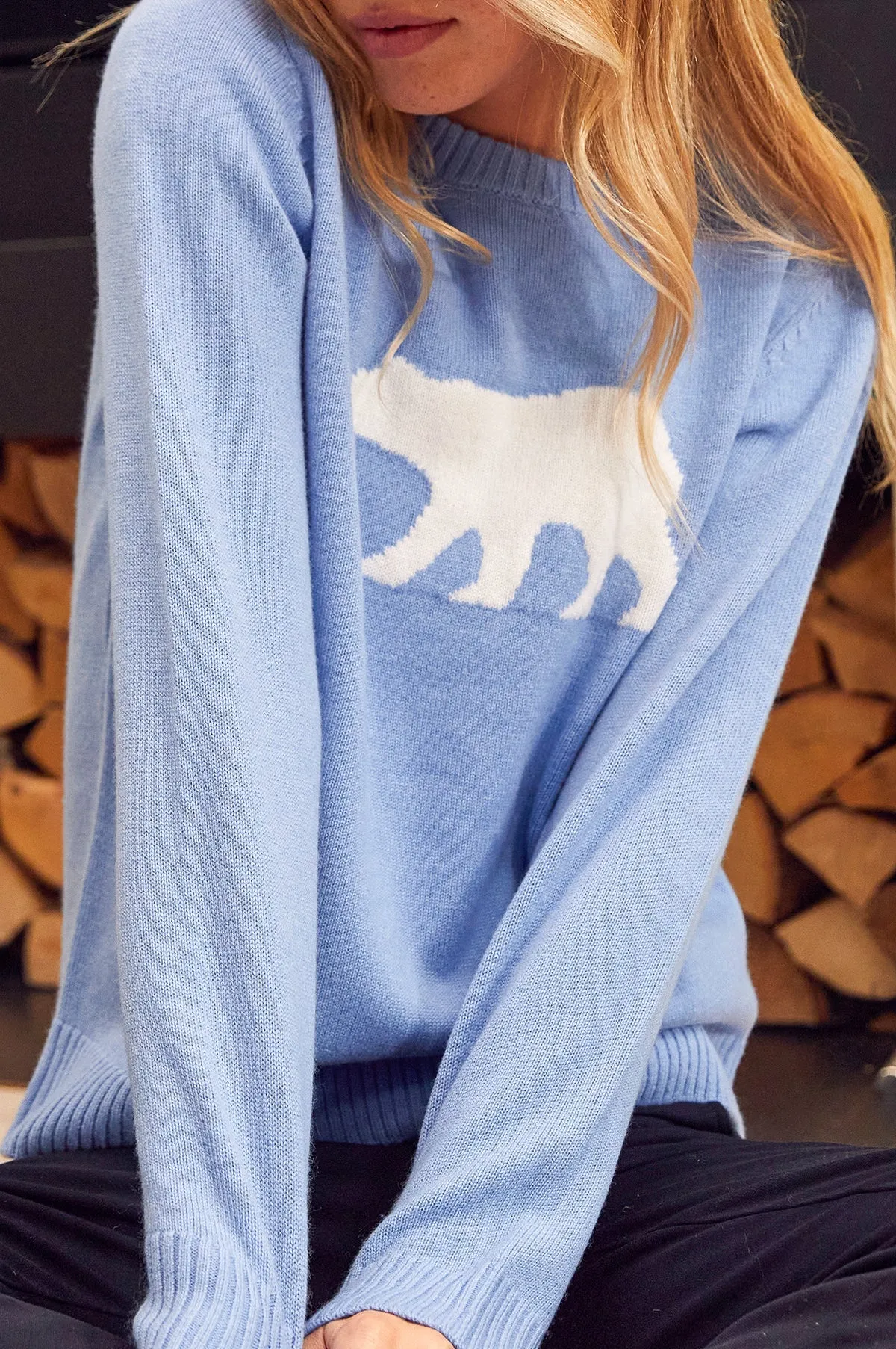Aspiga Clothing Womens Polar Bear Jumper - Light blue or cream