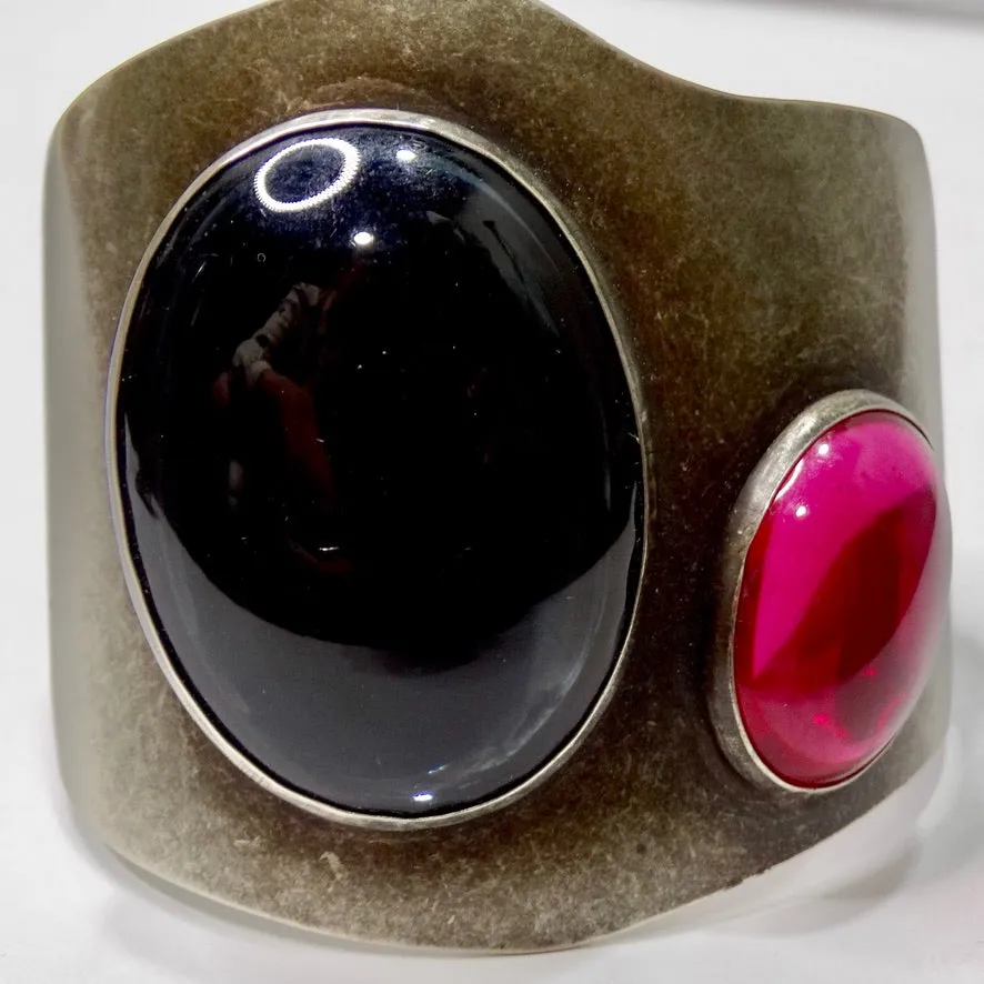 Audrey Schenk Silver Gemstone Cuff Bracelet