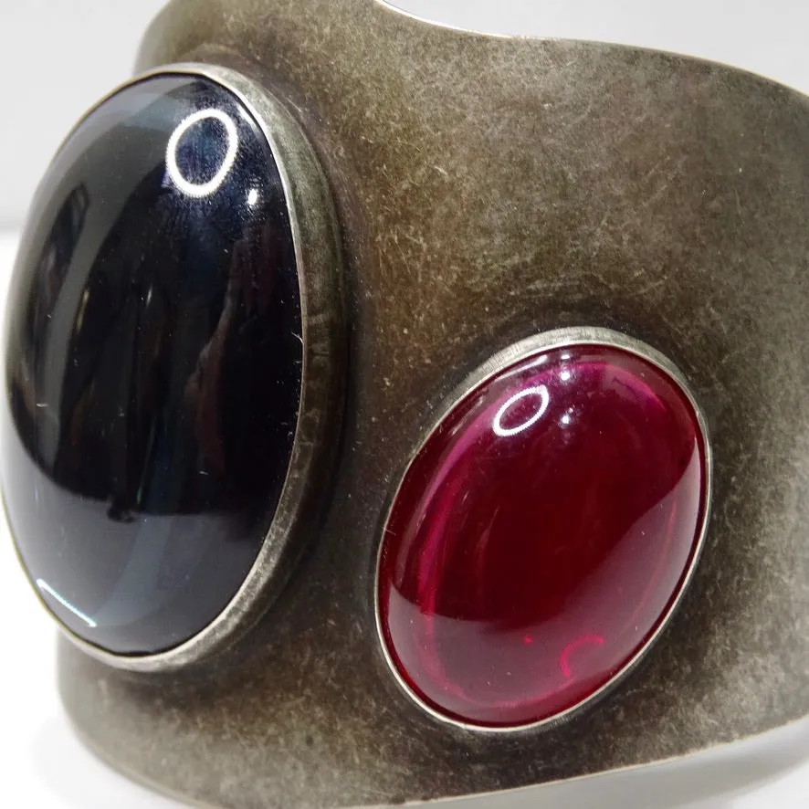 Audrey Schenk Silver Gemstone Cuff Bracelet