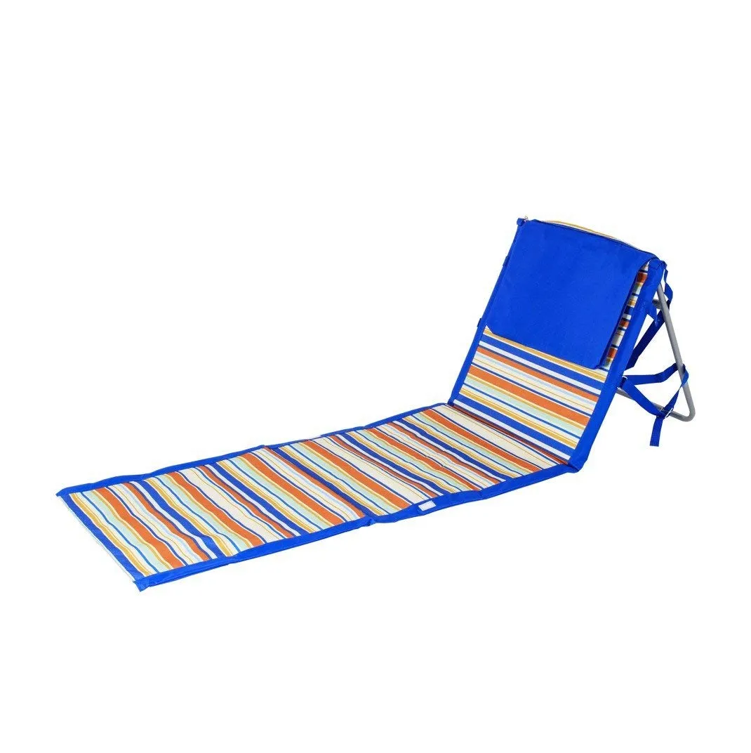 Awesome on The Go Portable Beach Reclining Lounger! Extra comfort, Folding portable beach mat measuring 42" inches open. Features inflatable pillow Storage pocket for keys, phone etc. Retails $55 