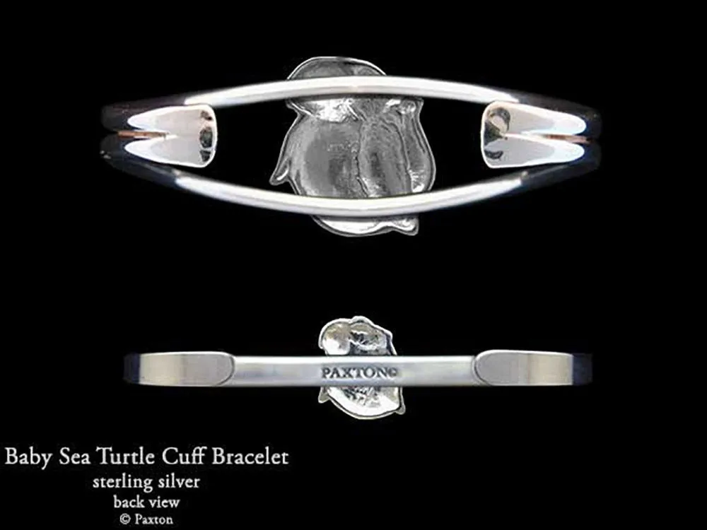 Baby Sea Turtle Cuff Bracelet Sterling Silver