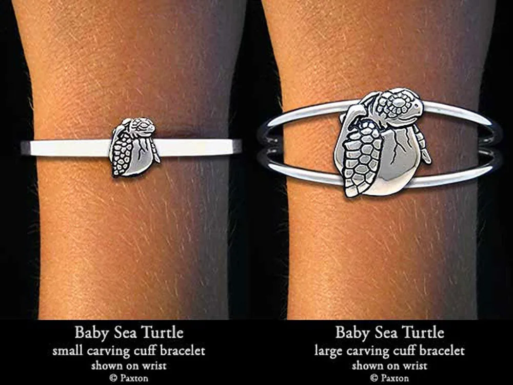 Baby Sea Turtle Cuff Bracelet Sterling Silver
