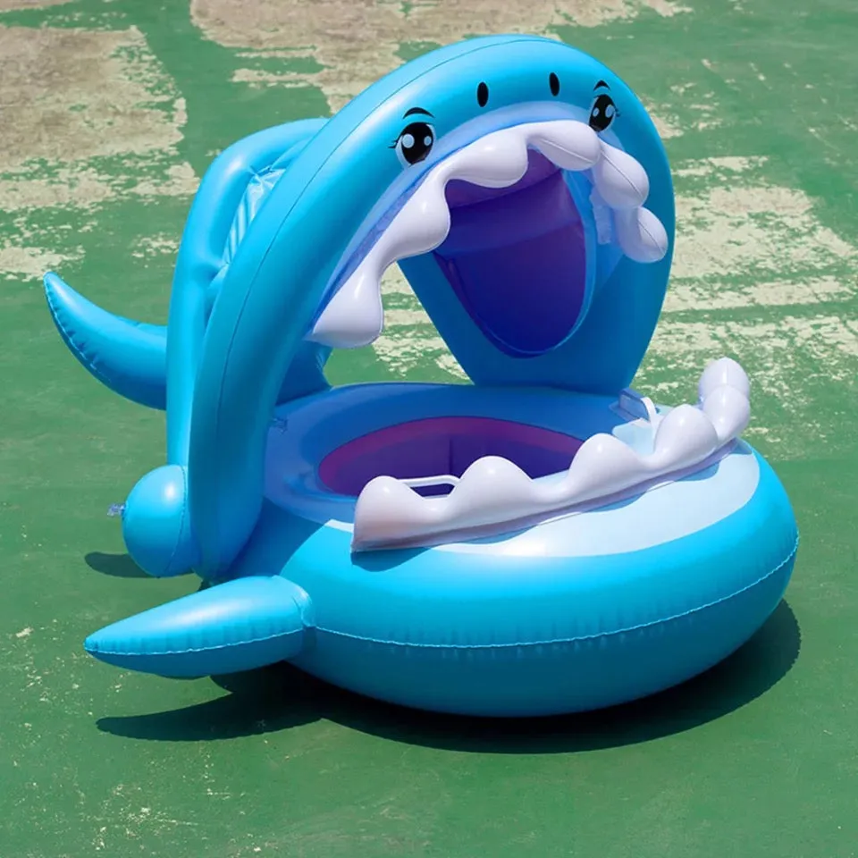 Baby Shark Inflatable Swimming Floats with Canopy for Kids