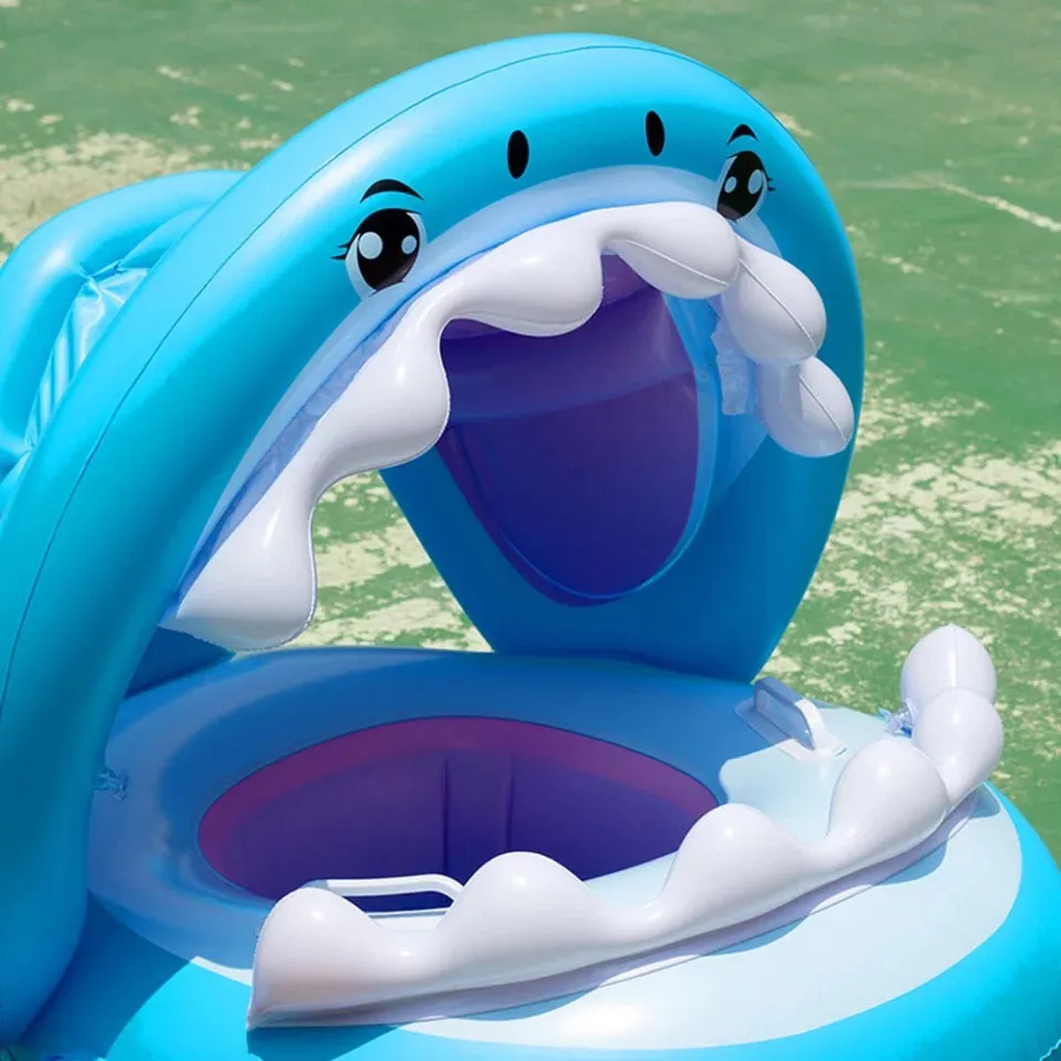 Baby Shark Inflatable Swimming Floats with Canopy for Kids