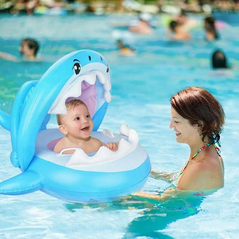 Baby Shark Inflatable Swimming Floats with Canopy for Kids