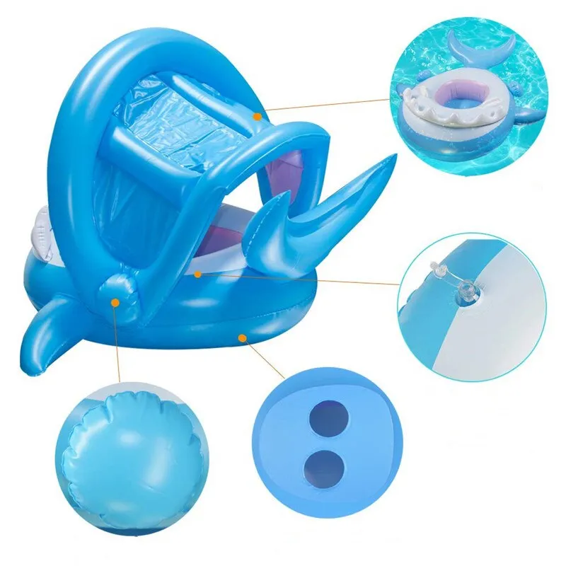 Baby Shark Inflatable Swimming Floats with Canopy for Kids