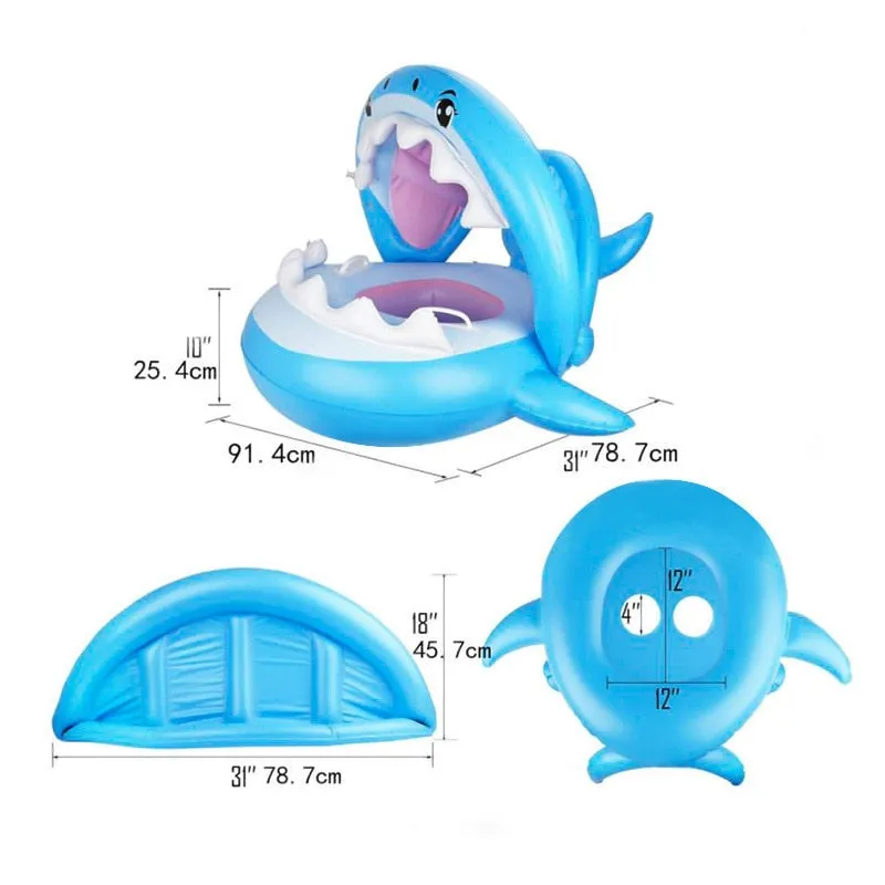 Baby Shark Inflatable Swimming Floats with Canopy for Kids