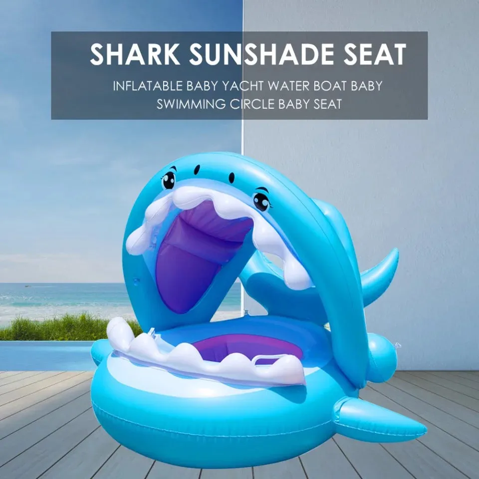 Baby Shark Inflatable Swimming Floats with Canopy for Kids