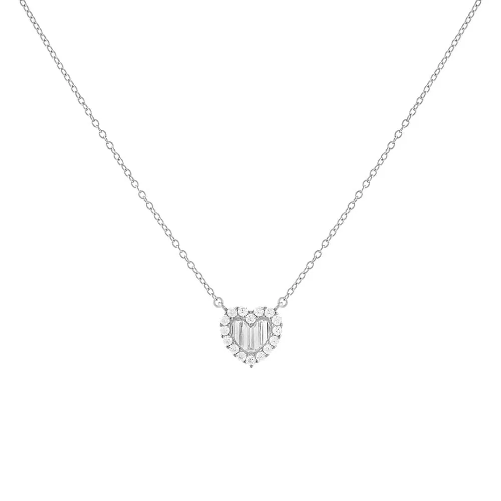 Baguette CZ Heart Necklace