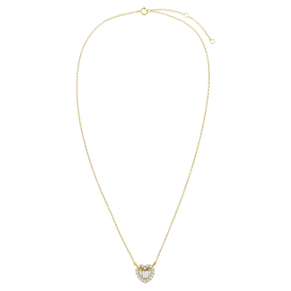 Baguette CZ Heart Necklace