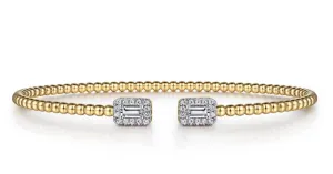 Baguette Halo Beaded Open Bangle