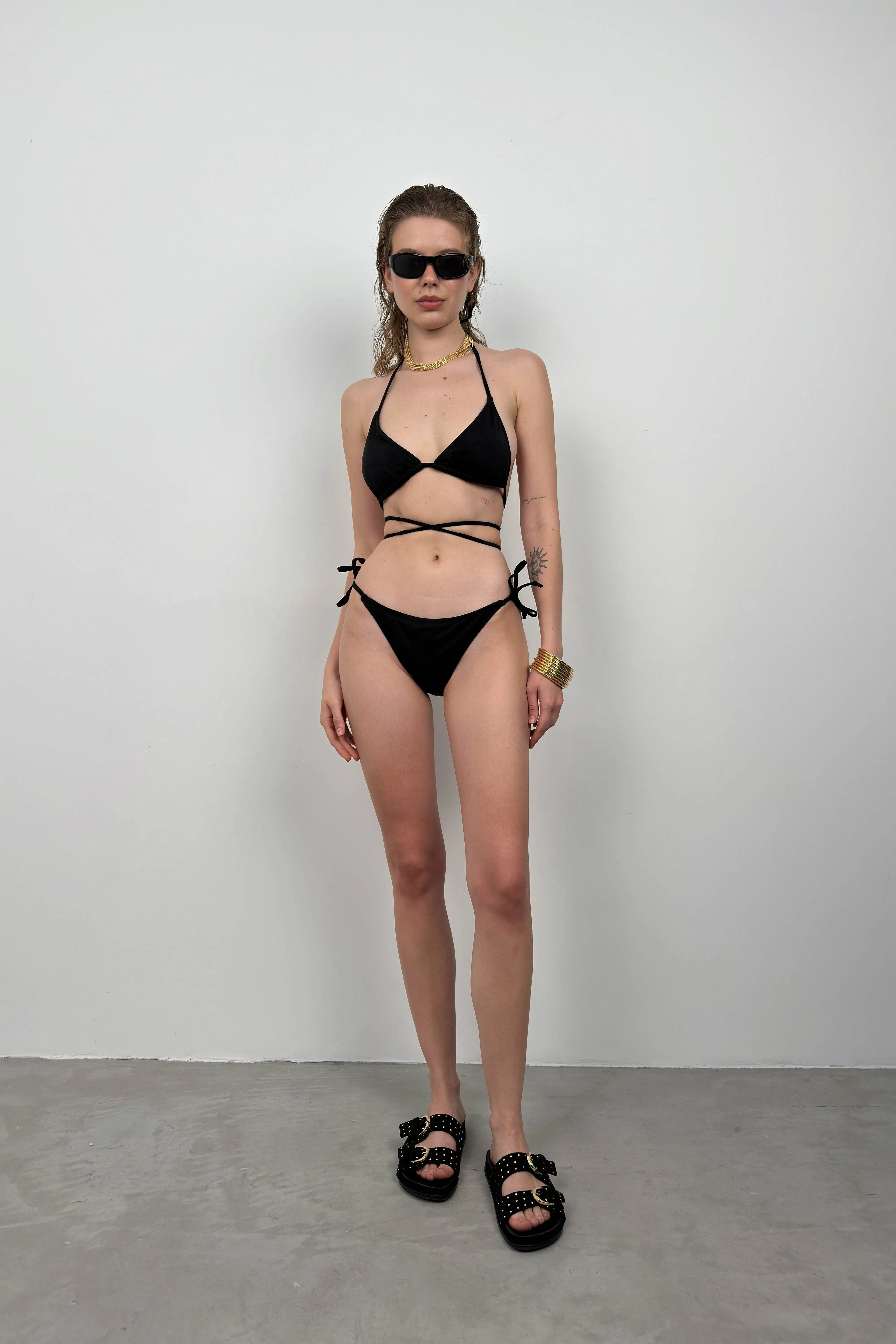 Bağlama Detay Siyah Bikini Takım
