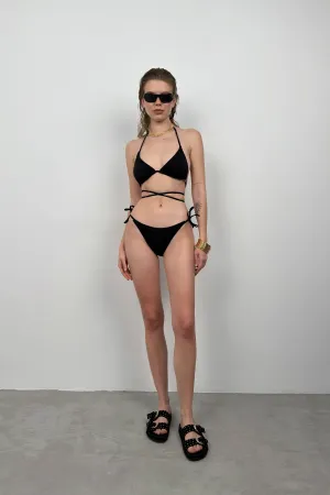 Bağlama Detay Siyah Bikini Takım