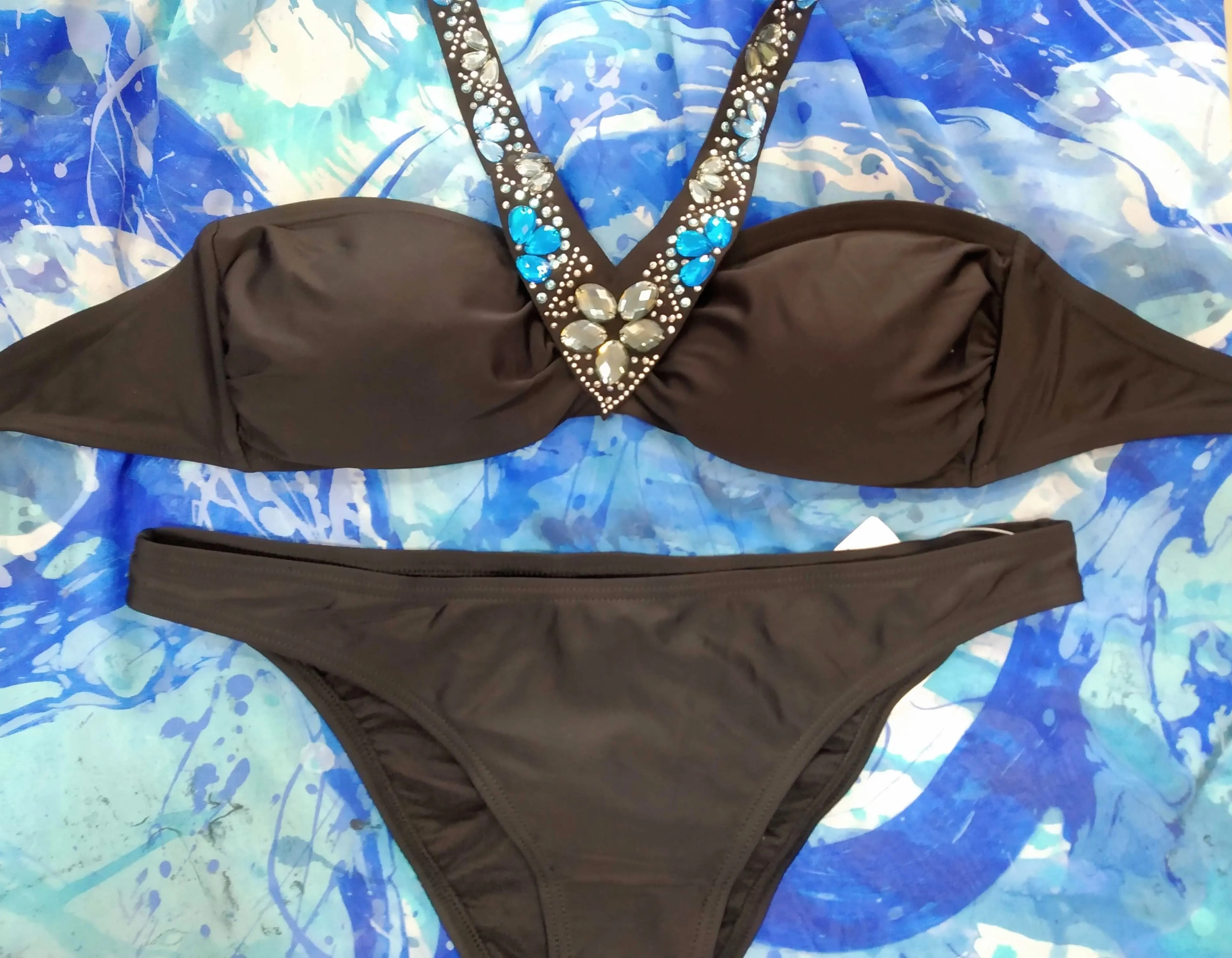 Bandeau Bikini set with Sparkling Stones