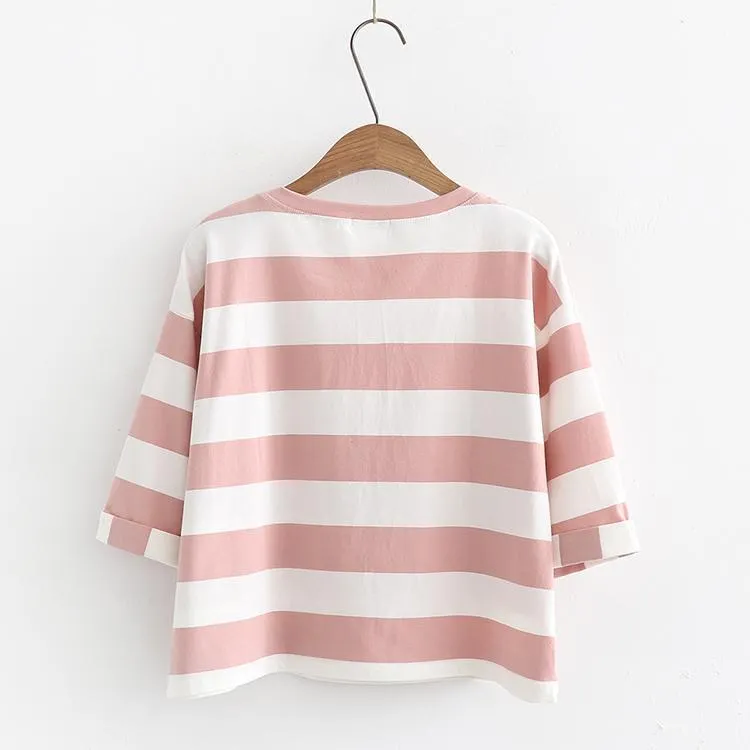 'Be Smile' 3/4 Sleeve Crop T-Shirt