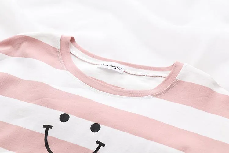 'Be Smile' 3/4 Sleeve Crop T-Shirt