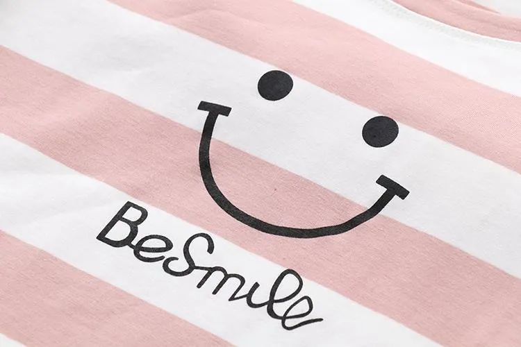 'Be Smile' 3/4 Sleeve Crop T-Shirt