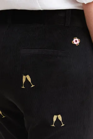 Beachcomber Corduroy Ankle Capri Black with Champagne Toast