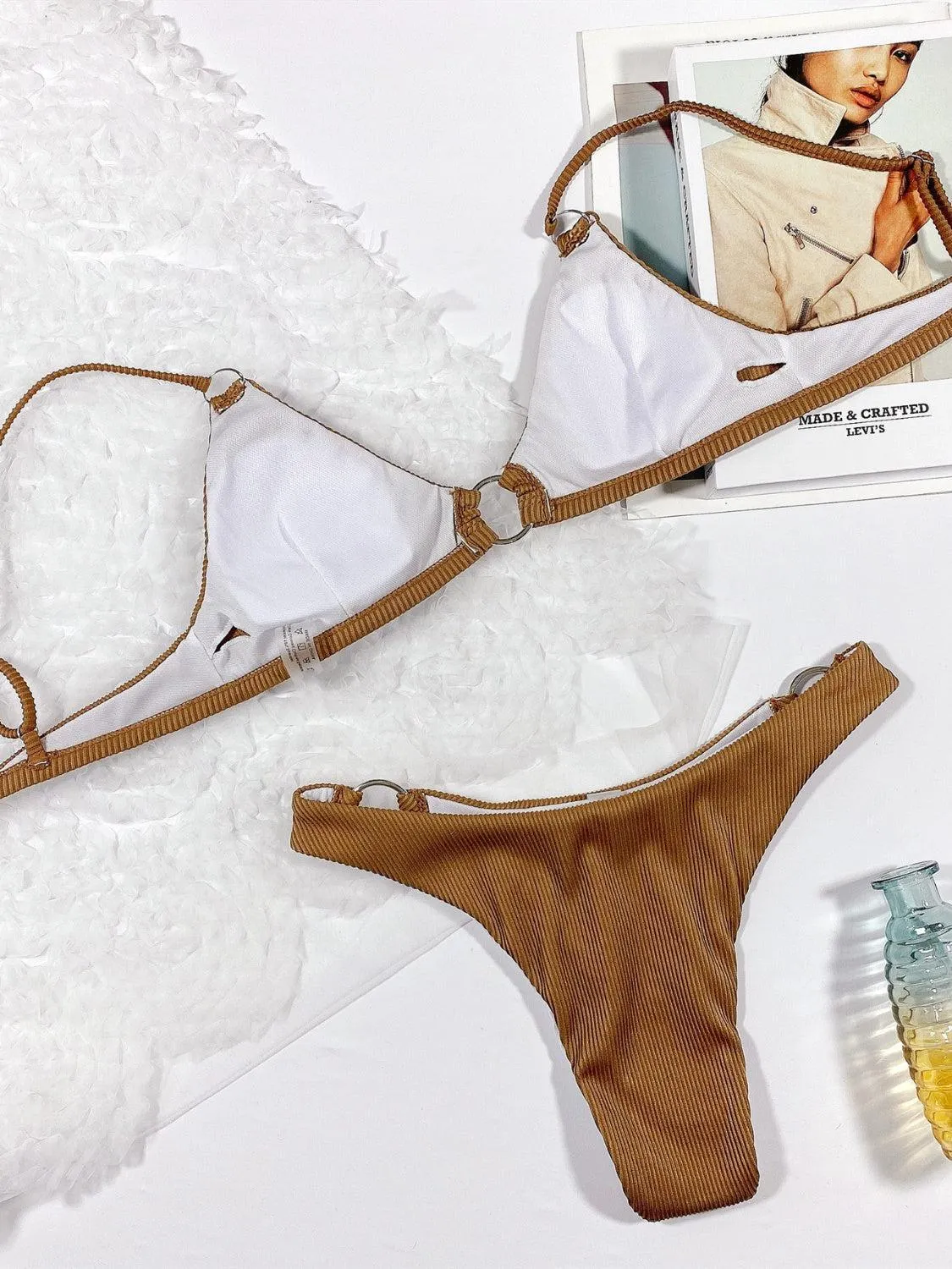 Beachwear Plunge High Leg Bikini Set